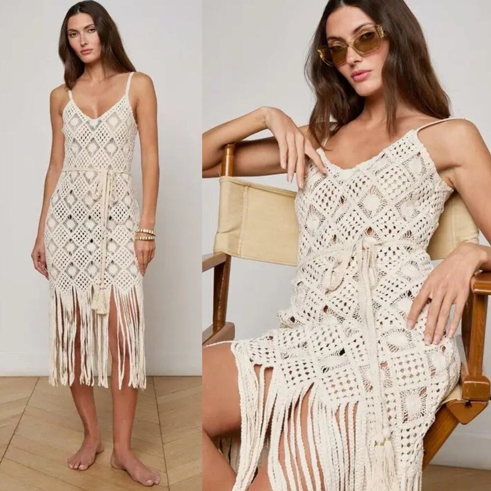 L’agence Haleigh Crochet Cover-Up Dress M